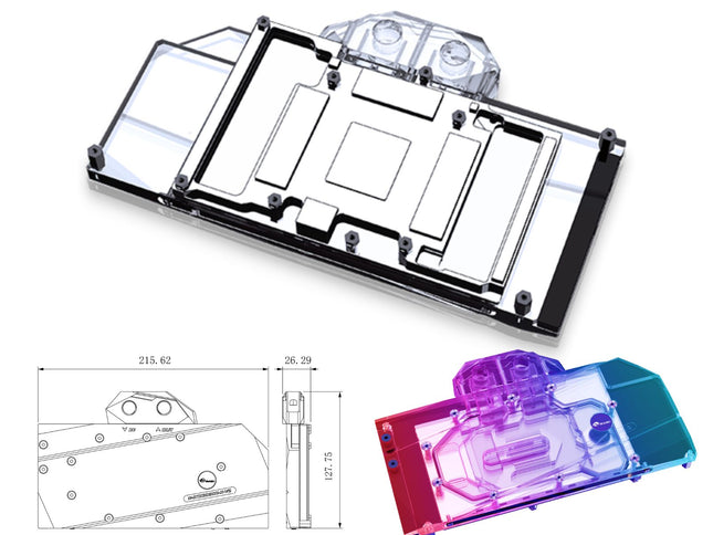 Bykski Full Coverage GPU Water Block and Backplate For NVIDIA GeForce RTX 3080/3090 Reference Design (N-RTX3090H-X-V2)