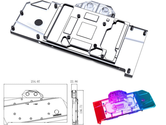 Bykski Full Coverage GPU Water Block and Backplate For AMD Radeon RX 7800 XT (A-RX7800XT-X)