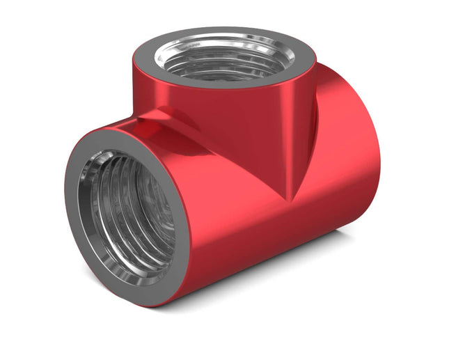 PrimoChill G 1/4in. Inline 3-Way SX Female T Adapter - Candy Red