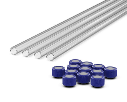 PrimoChill (Basic Kit) 4x 16mm Acrylic/PMMA Tubes, 12x Metric SX Fittings - PrimoChill - KEEPING IT COOL True Blue