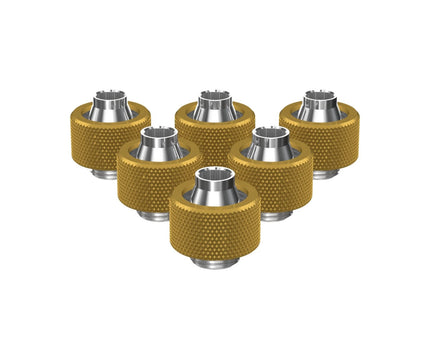 PrimoChill SecureFit SX - Premium Compression Fitting For 3/8in ID x 5/8in OD Flexible Tubing 6 Pack (F-SFSX58-6) - Available in 20+ Colors, Custom Watercooling Loop Ready - PrimoChill - KEEPING IT COOL Gold