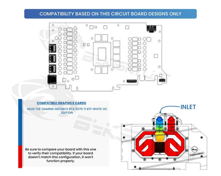 Bykski Full Coverage GPU Water Block and Backplate For ASUS TUF Gaming GeForce RTX 5070 TI BTF White OC Edition (N-AS5070TIBTF-X)