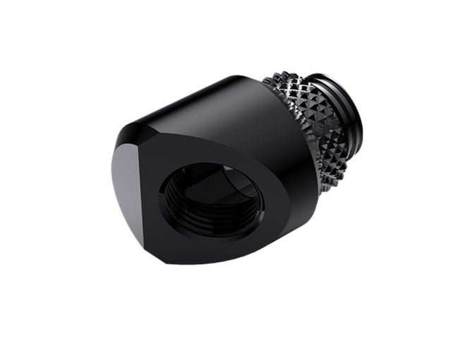 Bykski G 1/4in. Male to Female 360 Degree Rotary Elbow Fitting - 45 Degree Angle (CC-RD45S-X-BK) - Black