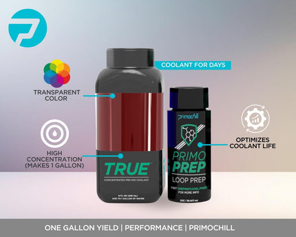 PrimoChill True - Computer WaterCooling Coolant, Concentrate, Low-Conductive, Transparent, Full Protection, PrimoPrep Included, Proudly Made in the USA (Yields a Gallon of Coolant) - Blood Red