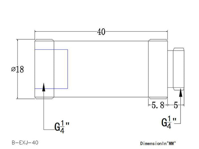Bykski G 1/4in. Male/Female Extension Coupler - 40mm (B-EXJ-40) - Black