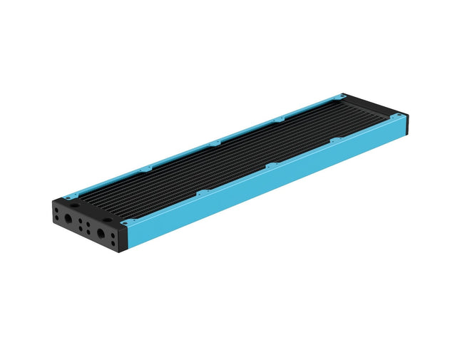 PrimoChill 480SL (30mm) EXIMO Modular Radiator, Black POM, 4x120mm, Quad Fan (R-SL-BK48) Available in 20+ Colors, Assembled in USA and Custom Watercooling Loop Ready - Sky Blue