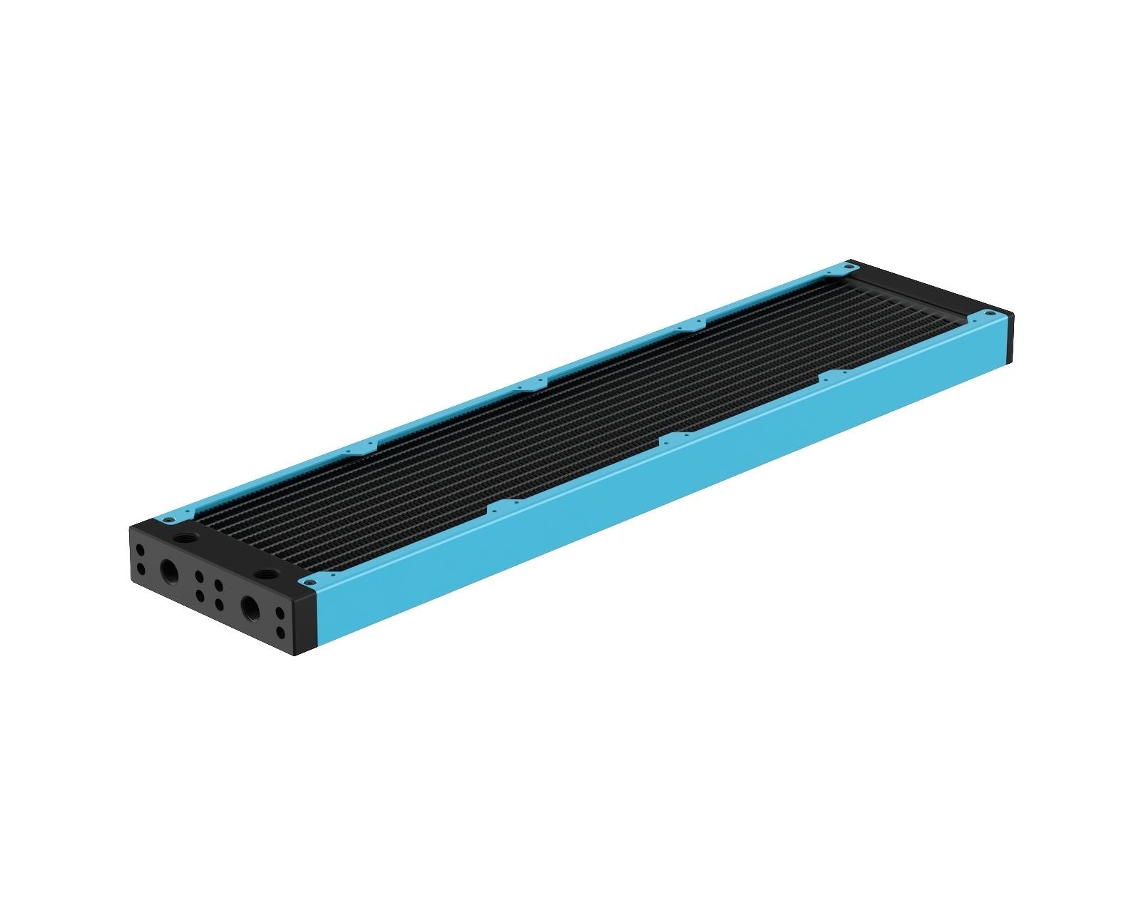 PrimoChill 480SL (30mm) EXIMO Modular Radiator, Black POM, 4x120mm, Quad Fan (R-SL-BK48) Available in 20+ Colors, Assembled in USA and Custom Watercooling Loop Ready - Sky Blue