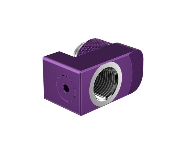 PrimoChill Male to Female G 1/4in. Supported Offset Rotary Fitting - Candy Purple