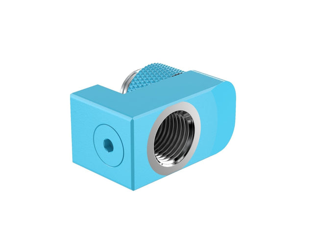 PrimoChill Male to Female G 1/4in. Supported Offset Rotary Fitting - Sky Blue