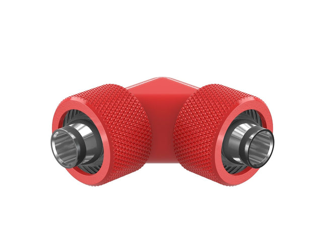 PrimoChill SecureFit SX - Premium 90 Degree Compression Fitting Set For 7/16in ID x 5/8in OD Flexible Tubing (F-SFSX75890) - Available in 20+ Colors, Custom Watercooling Loop Ready - Razor Red