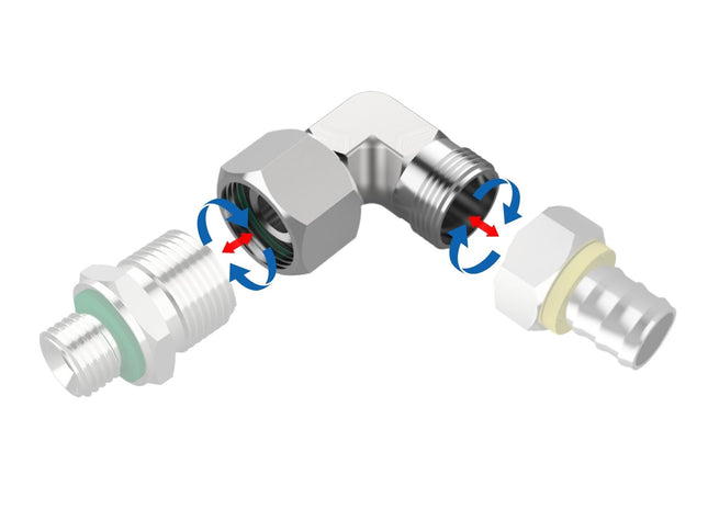 Bykski Stainless Steel Durable Server P-Lok DIY Fitting - 22mm Threaded Male to Female 90 Degree Elbow (CC-AF90-SR-22)