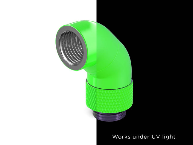PrimoChill Male to Female G 1/4in. 90 Degree SX Dual Rotary Snake Fitting - UV Green