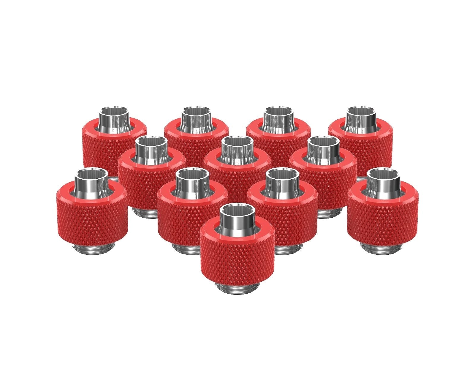 PrimoChill SecureFit SX - Premium Compression Fitting For 3/8in ID x 1/2in OD Flexible Tubing 12 Pack (F-SFSX12-12) - Available in 20+ Colors, Custom Watercooling Loop Ready - Razor Red