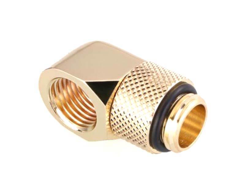 Bykski G 1/4in. Male to Female 90 Degree Rotary Elbow Fitting (B-RD90-X) - Gold