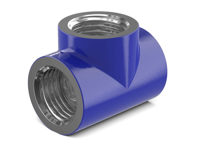 PrimoChill G 1/4in. Inline 3-Way SX Female T Adapter - True Blue