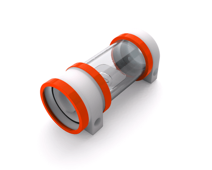 PrimoChill CTR Hard Mount Phase II High Flow D5 Enabled Reservoir - White POM - 120mm - UV Orange