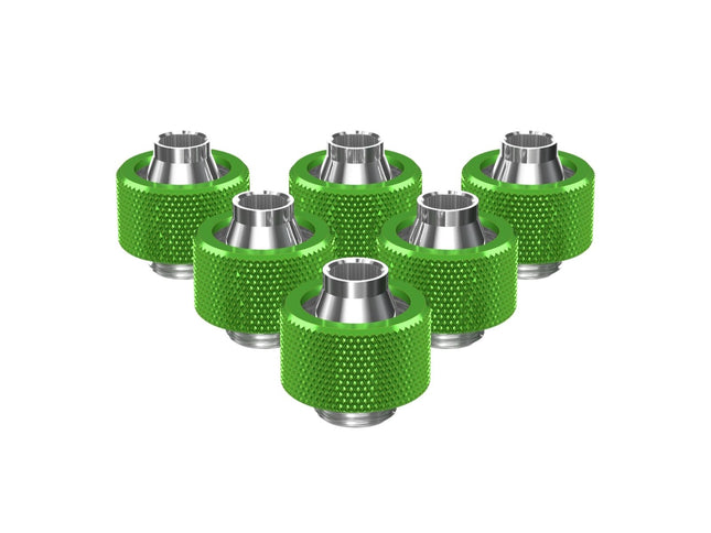 PrimoChill SecureFit SX - Premium Compression Fitting For 3/8in ID x 5/8in OD Flexible Tubing 6 Pack (F-SFSX58-6) - Available in 20+ Colors, Custom Watercooling Loop Ready - Toxic Candy