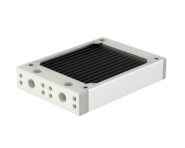 PrimoChill 120SL (30mm) EXIMO Modular Radiator, White POM, 1x120mm, Single Fan (R-SL-W12) Available in 20+ Colors, Assembled in USA and Custom Watercooling Loop Ready - Sky White