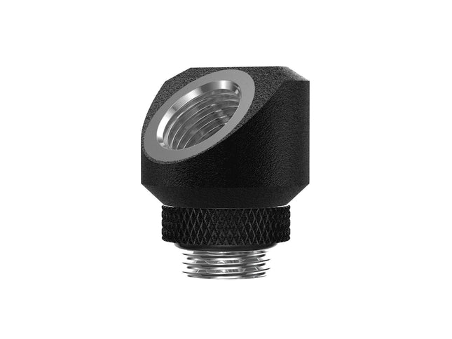 PrimoChill InterConnectSX Flat 45 Degree Rotary Fitting (FAF45) – Enhanced PC Cooling with Sleek Aesthetics - Available in 20+ Colors, Custom Watercooling Loop Ready - TX Matte Black
