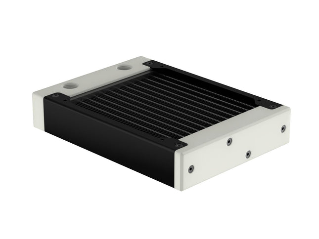 PrimoChill 120SL (30mm) EXIMO Modular Radiator, White POM, 1x120mm, Single Fan (R-SL-W12) Available in 20+ Colors, Assembled in USA and Custom Watercooling Loop Ready - Satin Black
