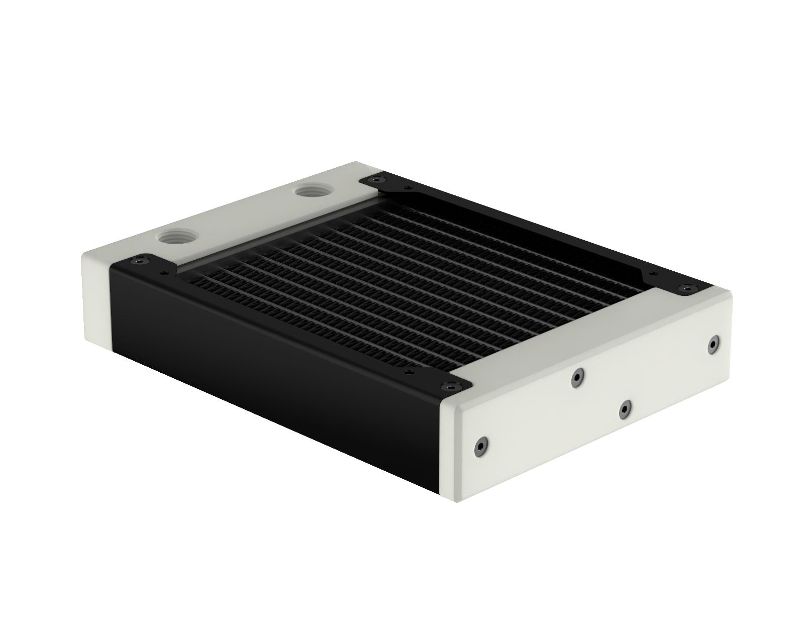 PrimoChill 120SL (30mm) EXIMO Modular Radiator, White POM, 1x120mm, Single Fan (R-SL-W12) Available in 20+ Colors, Assembled in USA and Custom Watercooling Loop Ready - Satin Black