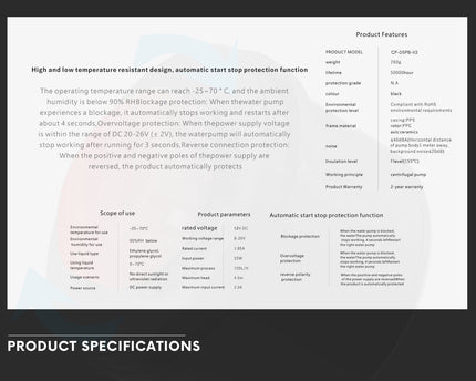 Bykski CP-D5PB-V2 Liquid Cooling 12V PWM Speed Controlled Pump Motor - 720L/H Flow Rate For Custom Watercooling Systems (CP-D5PB-V2)