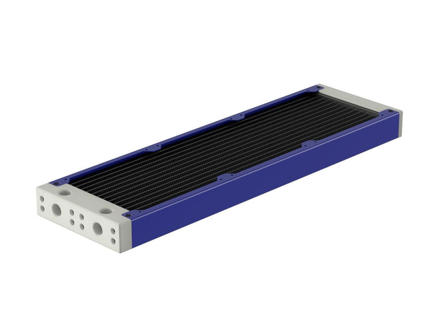 PrimoChill 360SL (30mm) EXIMO Modular Radiator, White POM, 3x120mm, Triple Fan (R-SL-W36) Available in 20+ Colors, Assembled in USA and Custom Watercooling Loop Ready - True Blue