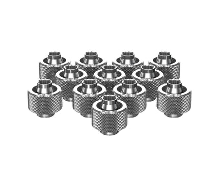 PrimoChill SecureFit SX - Premium Compression Fitting For 7/16in ID x 5/8in OD Flexible Tubing 12 Pack (F-SFSX758-12) - Available in 20+ Colors, Custom Watercooling Loop Ready - PrimoChill - KEEPING IT COOL Silver Nickel