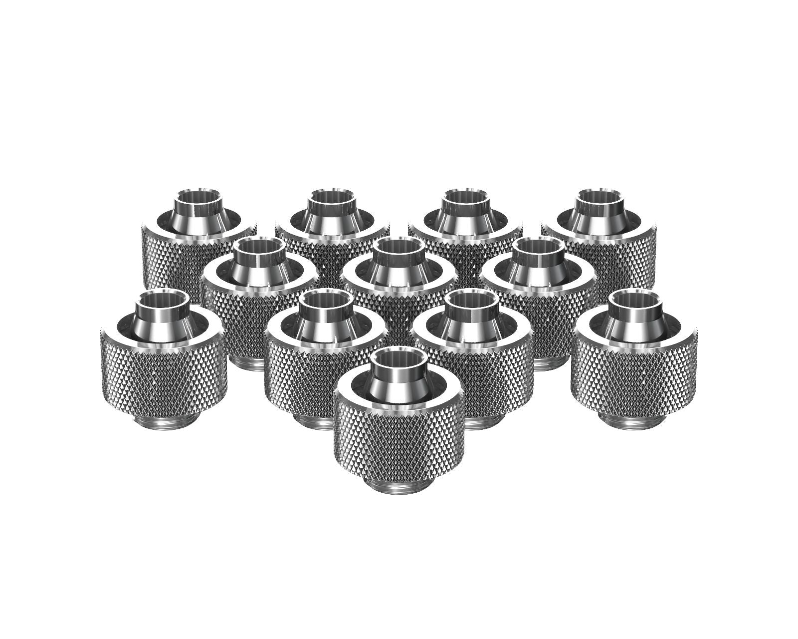 PrimoChill SecureFit SX - Premium Compression Fitting For 7/16in ID x 5/8in OD Flexible Tubing 12 Pack (F-SFSX758-12) - Available in 20+ Colors, Custom Watercooling Loop Ready - Silver Nickel