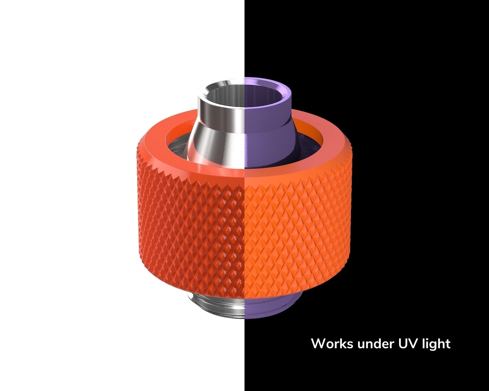 PrimoChill SecureFit SX - Premium Compression Fitting For 3/8in ID x 5/8in OD Flexible Tubing (F-SFSX58) - Available in 20+ Colors, Custom Watercooling Loop Ready - UV Orange