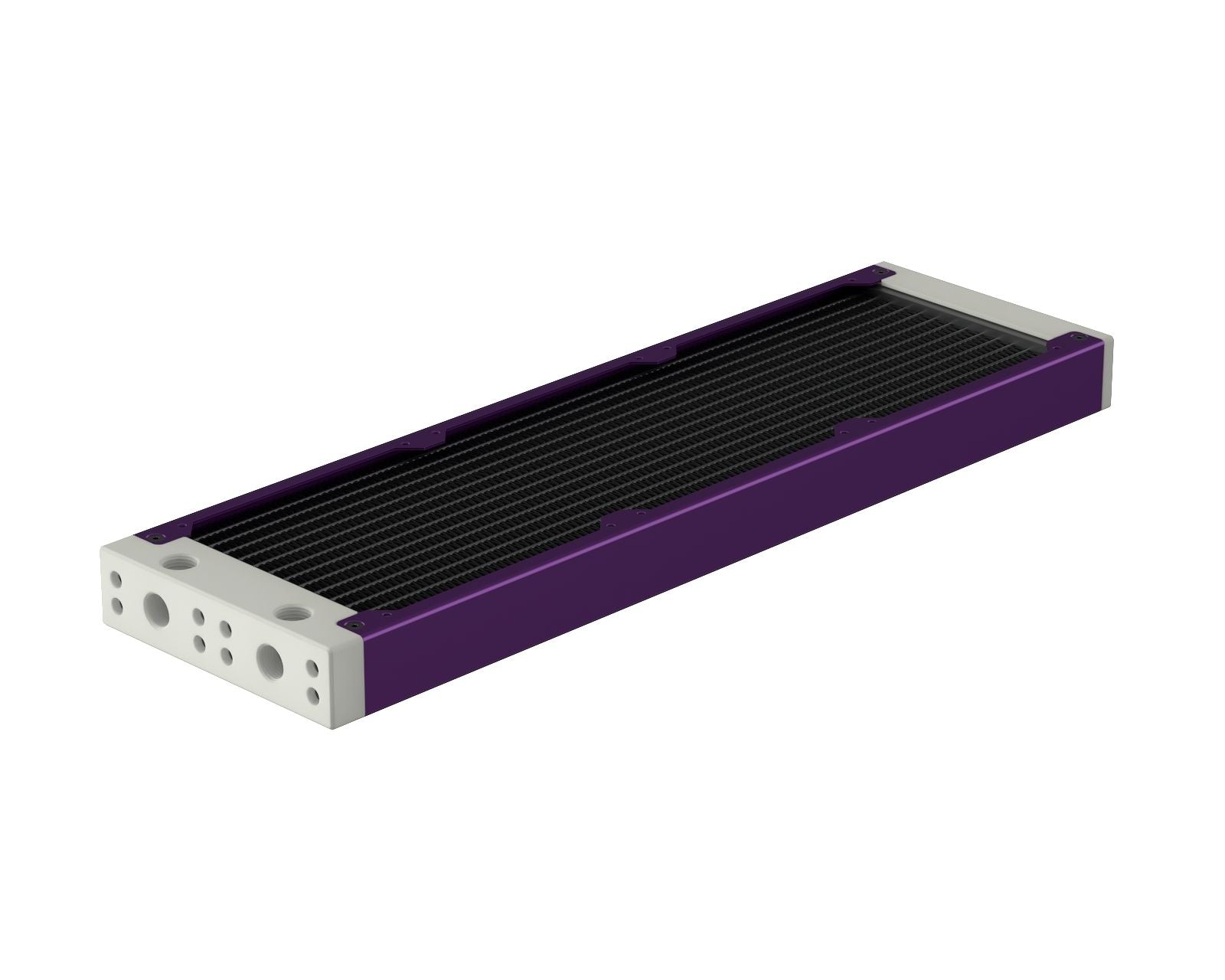 PrimoChill 360SL (30mm) EXIMO Modular Radiator, White POM, 3x120mm, Triple Fan (R-SL-W36) Available in 20+ Colors, Assembled in USA and Custom Watercooling Loop Ready - Candy Purple
