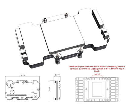 Bykski All Metal GPU Water Block for NVIDIA TESLA  A100 SXM2 32GB (N-TESLA-A100SXM2-32G-SR)