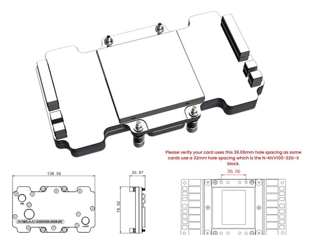 Bykski All Metal GPU Water Block for NVIDIA TESLA  A100 SXM2 32GB (N-TESLA-A100SXM2-32G-SR)