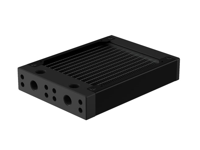 PrimoChill 120SL (30mm) EXIMO Modular Radiator, Black POM, 1x120mm, Single Fan (R-SL-BK12) Available in 20+ Colors, Assembled in USA and Custom Watercooling Loop Ready - Satin Black