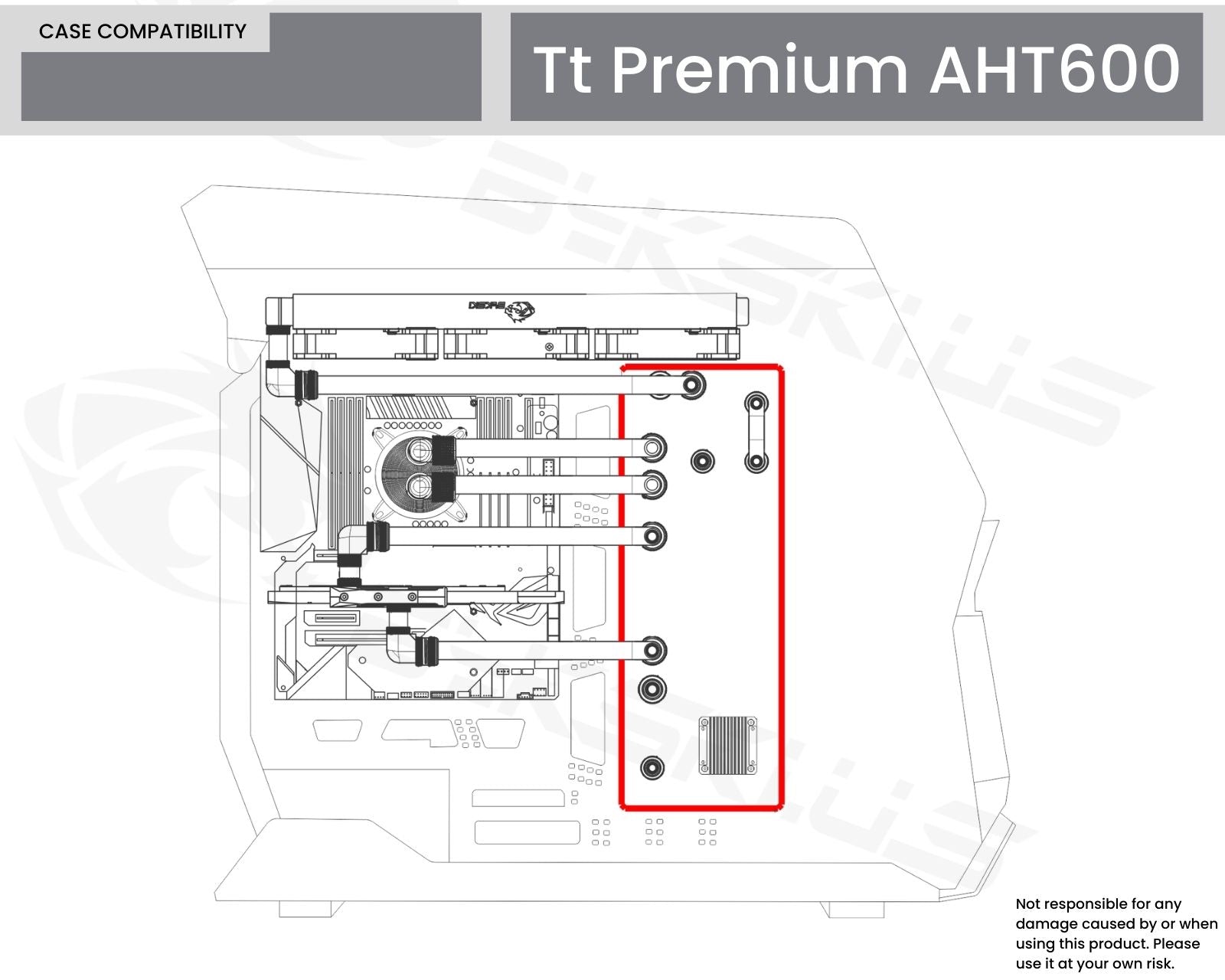 Bykski Distro Plate For Thermaltake Premium AHT600- PMMA w/ 5v Addressable RGB (RBW) (RGV-TT-AHT600-P-K) - DDC Pump With Armor