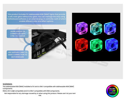 Bykski 3-Way Flow Indicator - w/ 5v Addressable RGB (RBW) (B-FMpa-V3-X)
