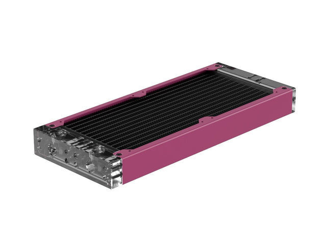 PrimoChill 240SL (30mm) EXIMO Modular Radiator, Clear Acrylic, 2x120mm, Dual Fan (R-SL-A24) Available in 20+ Colors, Assembled in USA and Custom Watercooling Loop Ready - Magenta