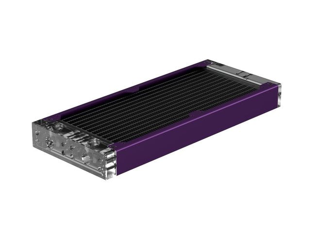 PrimoChill 240SL (30mm) EXIMO Modular Radiator, Clear Acrylic, 2x120mm, Dual Fan (R-SL-A24) Available in 20+ Colors, Assembled in USA and Custom Watercooling Loop Ready - Candy Purple