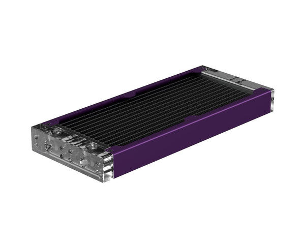 PrimoChill 240SL (30mm) EXIMO Modular Radiator, Clear Acrylic, 2x120mm, Dual Fan (R-SL-A24) Available in 20+ Colors, Assembled in USA and Custom Watercooling Loop Ready - Candy Purple