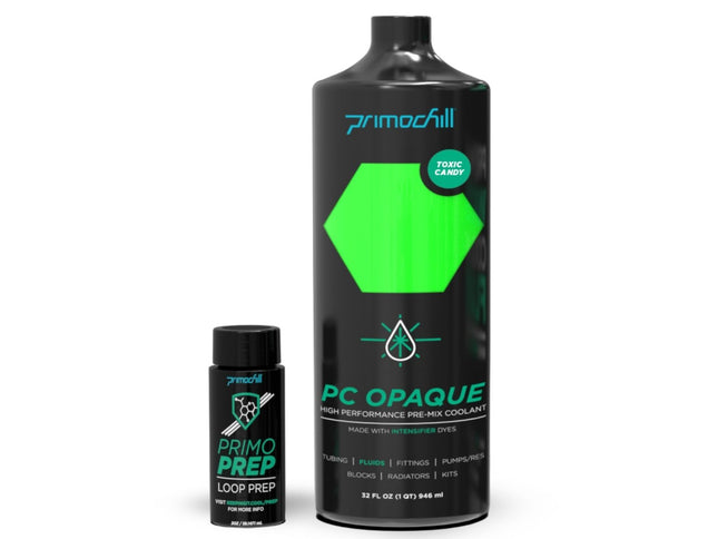 PrimoChill Opaque - Computer WaterCooling Show Coolant, Solid/Non-Transparent, Full Protection, Advanced User, PrimoPrep Included, Proudly Made in The USA (32oz/.9L) - Toxic Candy