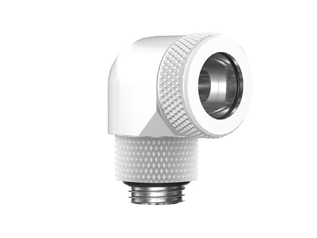 PrimoChill InterConnect SX Premium G1/4 to 90 Degree Adapter Fitting for 14MM Rigid Tubing (FA-G9014) - Sky White