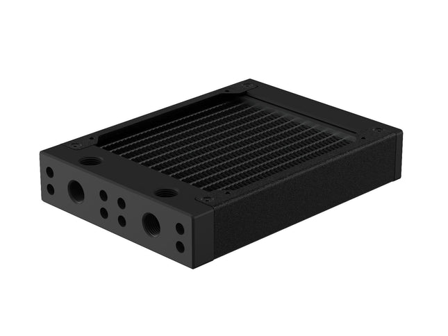 PrimoChill 120SL (30mm) EXIMO Modular Radiator, Black POM, 1x120mm, Single Fan (R-SL-BK12) Available in 20+ Colors, Assembled in USA and Custom Watercooling Loop Ready - TX Matte Black