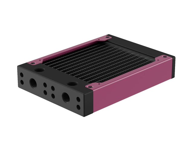 PrimoChill 120SL (30mm) EXIMO Modular Radiator, Black POM, 1x120mm, Single Fan (R-SL-BK12) Available in 20+ Colors, Assembled in USA and Custom Watercooling Loop Ready - Magenta