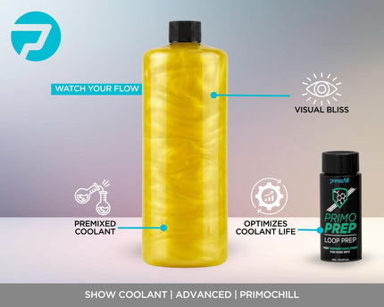 PrimoChill Vue - Computer WaterCooling Coolant, Visual Flow, Solid/Non-Transparent, Full Protection, PrimoPrep Included, Proudly Made in the USA (32oz/.9L) - Yellow