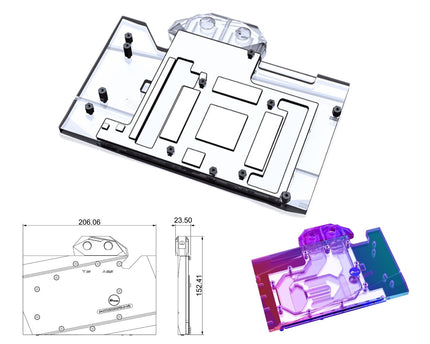 Bykski Full Coverage GPU Water Block and Backplate for nVidia Founders Edition RTX 3090 (N-RTX3090FE-X-V2) - Clear