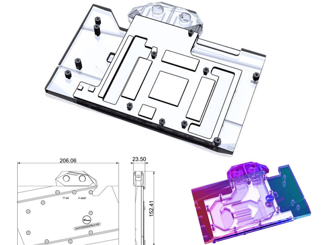Bykski Full Coverage GPU Water Block and Backplate for nVidia Founders Edition RTX 3090 (N-RTX3090FE-X-V2) - Clear