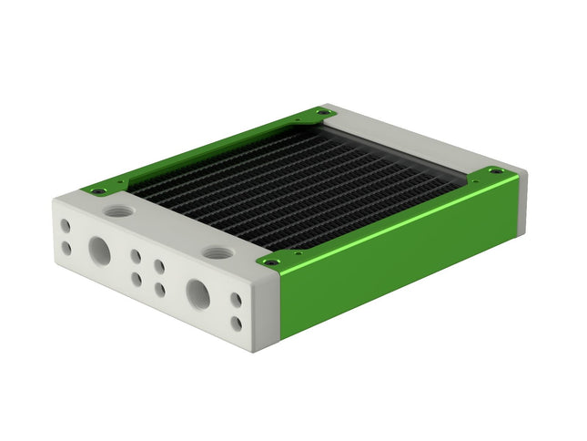 PrimoChill 120SL (30mm) EXIMO Modular Radiator, White POM, 1x120mm, Single Fan (R-SL-W12) Available in 20+ Colors, Assembled in USA and Custom Watercooling Loop Ready - Toxic Candy