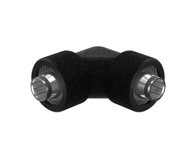 PrimoChill SecureFit SX - Premium 90 Degree Compression Fitting Set For 3/8in ID x 5/8in OD Flexible Tubing (F-SFSX5890) - Available in 20+ Colors, Custom Watercooling Loop Ready - TX Matte Black