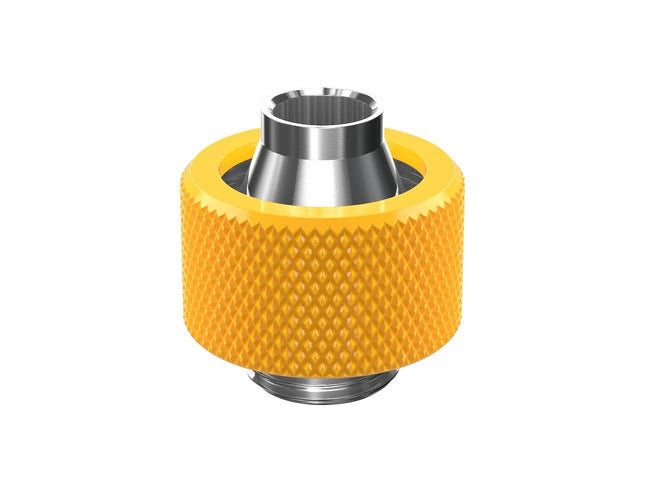 PrimoChill SecureFit SX - Premium Compression Fitting For 3/8in ID x 5/8in OD Flexible Tubing (F-SFSX58) - Available in 20+ Colors, Custom Watercooling Loop Ready - Yellow