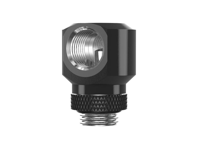 PrimoChill InterConnectSX Flat 90 Degree Rotary Fitting (FAF90) – Enhanced PC Cooling with Sleek Aesthetics - Available in 20+ Colors, Custom Watercooling Loop Ready - Satin Black